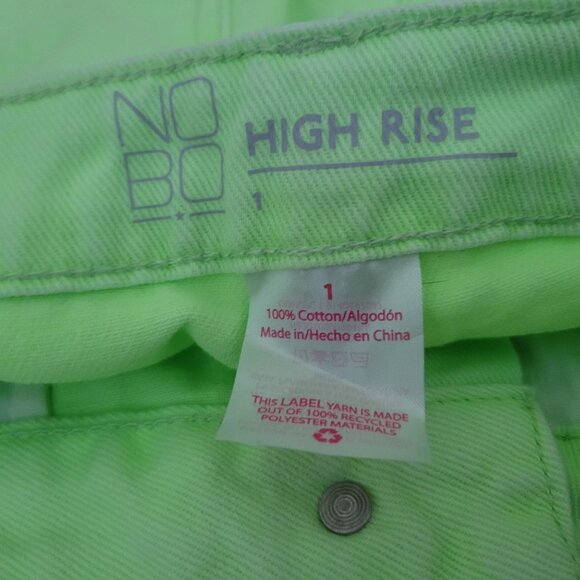 NoBo Womens Jean Shorts Juniors Size 1 Green Mid Rise Short Cutoffs Ripped Denim - Picture 3 of 3
